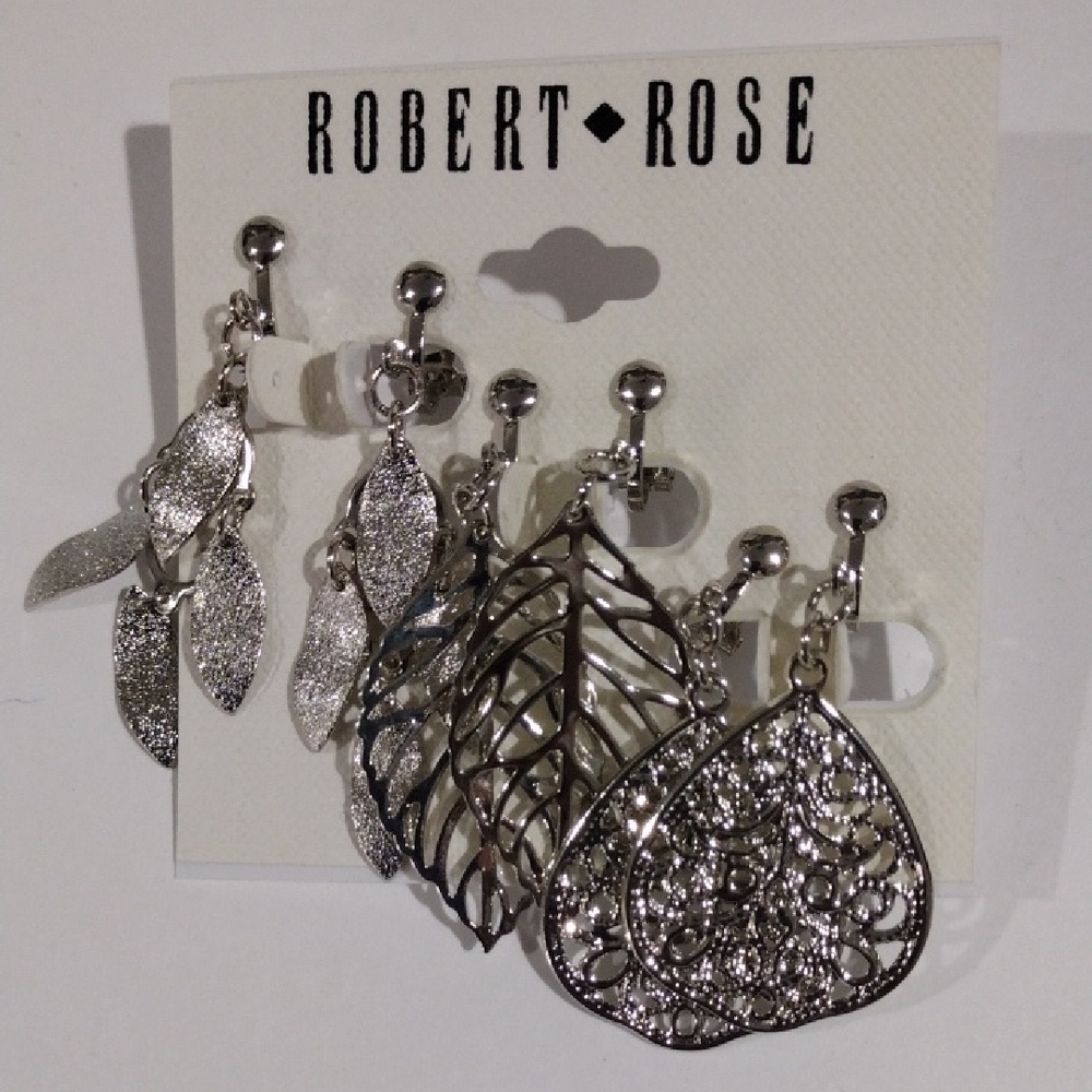 Robert Rose Silver Tone Set Of 3 Clip-On Earrings - Women's Fashion Jewelry